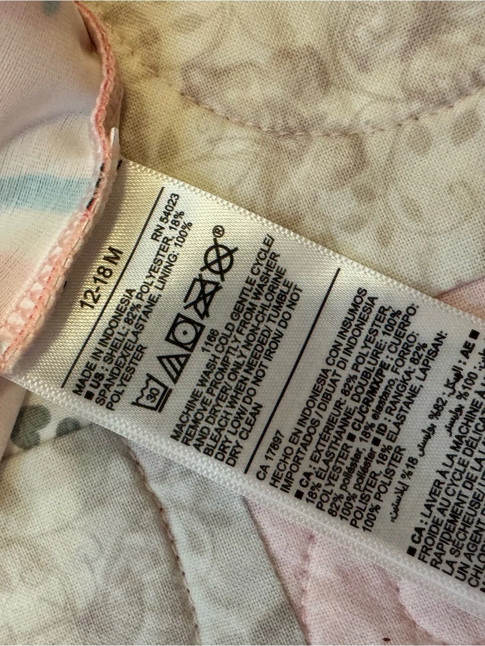 Old Navy Peach/Pink Watermelon Zip Long-Sleeve One-Piece Swimsuit